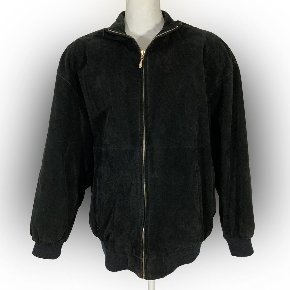 Vintage Pelle Suede Jacket Women's Medium Black Genuine Leather 90s Y2k